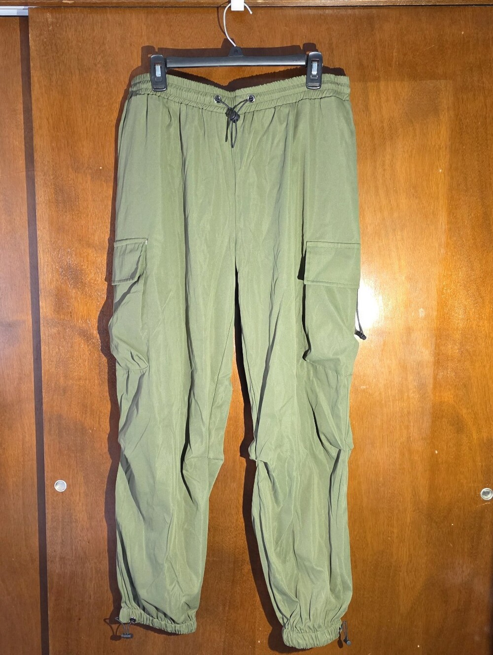 NWT ZAFUL Olive Green Y2K Parachute Cargo Pants Large